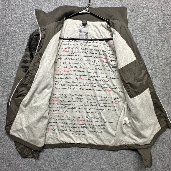 Desigual Mens Wild Safari Windbreaker Jacket Olive Green Striped Hooded XL - Picture 4 of 11